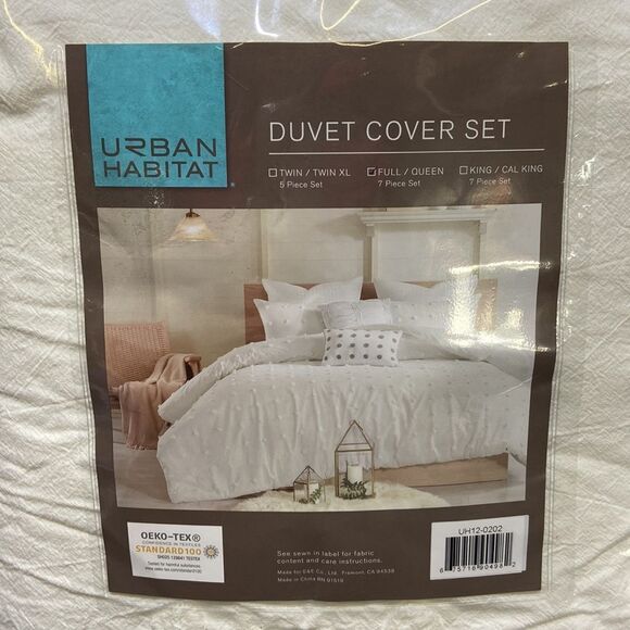Urban Habitat Duvet Set 100% Cotton Jacquard, Tufts Accent, Shabby Chic - Picture 8 of 8